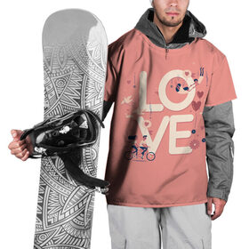 Накидка на куртку 3D с принтом Любящая пара в Курске, 100% полиэстер |  | love | голуби | любовь | пара | птицы | сердечко | шарик