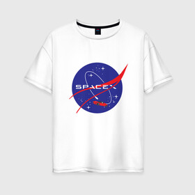 Женская футболка хлопок Oversize с принтом NASA Space в Курске, 100% хлопок | свободный крой, круглый ворот, спущенный рукав, длина до линии бедер
 | alien | earth | express | futurama | galaxy | moon | nasa | planet | space | star | ufo | world | астронавт | вселенная | гагарин | галактика | звезда | звезды | земля | ино | космонавт | космос | луна | мир | наса | небо | нло | планета | полёт
