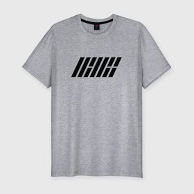 Мужская футболка премиум с принтом iKON logo в Курске, 92% хлопок, 8% лайкра | приталенный силуэт, круглый вырез ворота, длина до линии бедра, короткий рукав | Тематика изображения на принте: ikon | k pop | return | айкон