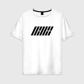 Женская футболка хлопок Oversize с принтом iKON logo в Курске, 100% хлопок | свободный крой, круглый ворот, спущенный рукав, длина до линии бедер
 | ikon | k pop | return | айкон