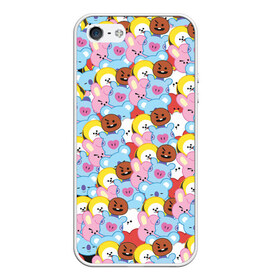 Чехол для iPhone 5/5S матовый с принтом BTS BT21 STICKERS в Курске, Силикон | Область печати: задняя сторона чехла, без боковых панелей | bt21 | bts | bts army | bts stickers | j hope | jimin | jin | jungkook | k pop | rap monster | rapmon | suga | v | бтс | корея | стикеры bts