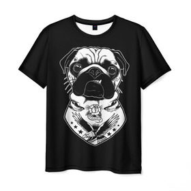 Мужская футболка 3D с принтом Мопс в Курске, 100% полиэфир | прямой крой, круглый вырез горловины, длина до линии бедер | dog | dogs | mops | мопс | мопсы | пес | псы | собака | собакен | собаки | собачка | собачки | щенки | щенок | щеночек | щеночки