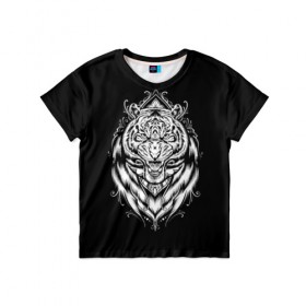 Детская футболка 3D с принтом Dark Tiger в Курске, 100% гипоаллергенный полиэфир | прямой крой, круглый вырез горловины, длина до линии бедер, чуть спущенное плечо, ткань немного тянется | africa | creepy | dark | desert | predator | scary | tiger | tigers | африка | жуткий | мрачный | пустыня | страшный | тигр | тигренок | тигрица | тигрицы | тигры | тигрята | хищник
