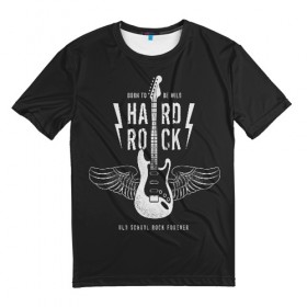 Мужская футболка 3D с принтом HARD ROCK ГИТАРА в Курске, 100% полиэфир | прямой крой, круглый вырез горловины, длина до линии бедер | гитара | крылья | металл | музыка | рок | струны
