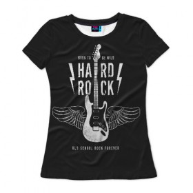 Женская футболка 3D с принтом HARD ROCK ГИТАРА в Курске, 100% полиэфир ( синтетическое хлопкоподобное полотно) | прямой крой, круглый вырез горловины, длина до линии бедер | гитара | крылья | металл | музыка | рок | струны