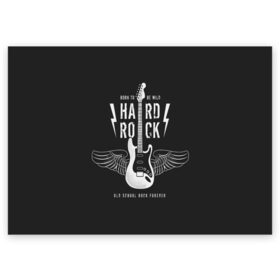 Поздравительная открытка с принтом HARD ROCK ГИТАРА в Курске, 100% бумага | плотность бумаги 280 г/м2, матовая, на обратной стороне линовка и место для марки
 | гитара | крылья | металл | музыка | рок | струны