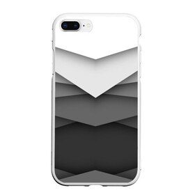 Чехол для iPhone 7Plus/8 Plus матовый с принтом Бумажные полосы в Курске, Силикон | Область печати: задняя сторона чехла, без боковых панелей | белый | геометрия | полосы | серый | треугольник | черный
