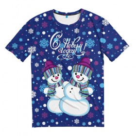 Мужская футболка 3D с принтом Снеговики в Курске, 100% полиэфир | прямой крой, круглый вырез горловины, длина до линии бедер | верховный | год | дизайнерск | зима | искусство | картинка | круто | лучший | мода | молодёжная | морковка | новый год | подарок | поздравление | праздник | рисунок | рождество | с новым годом | снег