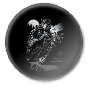 Значок с принтом Biker dog / Пёс-байкер в Курске,  металл | круглая форма, металлическая застежка в виде булавки | biker | choper | harleydavidson | moto | motorcycle | romantic | байкер | мото | моторомантик | пёс | романтик | собака | харлей | чопер