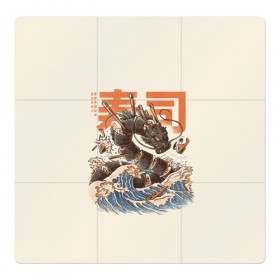 Магнитный плакат 3Х3 с принтом Great Sushi Dragon в Курске, Полимерный материал с магнитным слоем | 9 деталей размером 9*9 см | Тематика изображения на принте: 