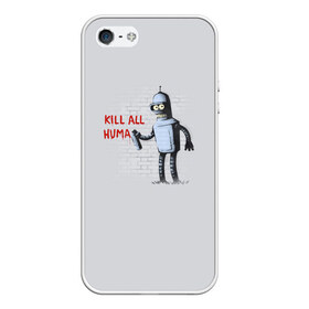 Чехол для iPhone 5/5S матовый с принтом Bender - Kill all human в Курске, Силикон | Область печати: задняя сторона чехла, без боковых панелей | bender | fry | futurama | planet express | бендер | гипножаба | зойдберг | лила | фрай | футурама