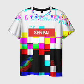 Мужская футболка 3D с принтом senpai в Курске, 100% полиэфир | прямой крой, круглый вырез горловины, длина до линии бедер | 