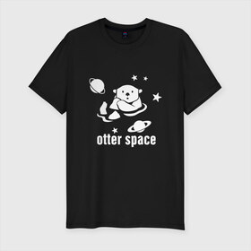Мужская футболка хлопок Slim с принтом Otter Space в Курске, 92% хлопок, 8% лайкра | приталенный силуэт, круглый вырез ворота, длина до линии бедра, короткий рукав | alien | earth | express | futurama | galaxy | moon | nasa | planet | space | star | ufo | world | астронавт | вселенная | гагарин | галактика | звезда | звезды | земля | инопл | космонавт | космос | луна | мир | наса | небо | нло | планета