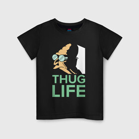 Детская футболка хлопок с принтом Профессор - thug life в Курске, 100% хлопок | круглый вырез горловины, полуприлегающий силуэт, длина до линии бедер | bender | fry | futurama | planet express | бендер | гипножаба | зойдберг | лила | профессор | фрай | футурама