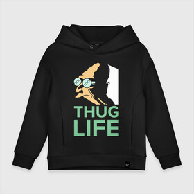 Детское худи Oversize хлопок с принтом Профессор - thug life в Курске, френч-терри — 70% хлопок, 30% полиэстер. Мягкий теплый начес внутри —100% хлопок | боковые карманы, эластичные манжеты и нижняя кромка, капюшон на магнитной кнопке | bender | fry | futurama | planet express | бендер | гипножаба | зойдберг | лила | профессор | фрай | футурама