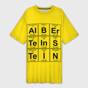 Платье-футболка 3D с принтом Альберт Эйнштейн в Курске,  |  | albert | chemistry | einstein | math | mendeleev | phisics | science | table | альберт | математика | менделеева | наука | таблица | физика | химия | эйнштейн