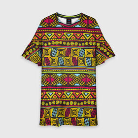Детское платье 3D с принтом Этнический орнамент в Курске, 100% полиэстер | прямой силуэт, чуть расширенный к низу. Круглая горловина, на рукавах — воланы | африка | геометрия | индия | орнамент | узор | этно