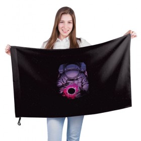 Флаг 3D с принтом Карманная вселенная в Курске, 100% полиэстер | плотность ткани — 95 г/м2, размер — 67 х 109 см. Принт наносится с одной стороны | астронавт | вселенная | галактика | звезда | космонавт | космос | свет | скафандр | солнце | стекло | тени | черная дыра