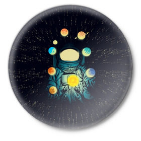 Значок с принтом Космический жонглер в Курске,  металл | круглая форма, металлическая застежка в виде булавки | астронавт | венера | вселенная | галактика | звезда | земля | космонавт | космос | марс | меркурий | планеты | сатурн | свет | скафандр | солнце | стекло | тени | уран | юпитер