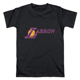 Мужская футболка хлопок с принтом Lakers - Lebron в Курске, 100% хлопок | прямой крой, круглый вырез горловины, длина до линии бедер, слегка спущенное плечо. | 