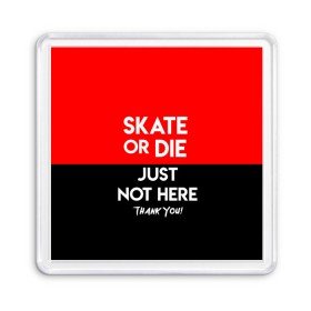 Магнит 55*55 с принтом SKATE OR DIE в Курске, Пластик | Размер: 65*65 мм; Размер печати: 55*55 мм | Тематика изображения на принте: skate | sport | гонка | скейт | скейтер | спорт | спортивный | череп