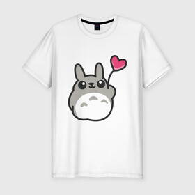 Мужская футболка хлопок Slim с принтом Love Totoro в Курске, 92% хлопок, 8% лайкра | приталенный силуэт, круглый вырез ворота, длина до линии бедра, короткий рукав | forest | friend | ghibli | japan | keeper | nature | neigbor | neighbour | totoro | анимация | аниме | гибли | дерево | друг | животные | лес | любовь | милый | мир | миядзаки | мульт | мультфильм | природа | сердце | сосед | тоторо