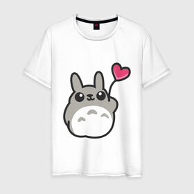 Мужская футболка хлопок с принтом Love Totoro в Курске, 100% хлопок | прямой крой, круглый вырез горловины, длина до линии бедер, слегка спущенное плечо. | forest | friend | ghibli | japan | keeper | nature | neigbor | neighbour | totoro | анимация | аниме | гибли | дерево | друг | животные | лес | любовь | милый | мир | миядзаки | мульт | мультфильм | природа | сердце | сосед | тоторо