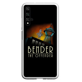 Чехол для Honor 20 с принтом Bender The Offender в Курске, Силикон | Область печати: задняя сторона чехла, без боковых панелей | all | bender | doctor | futurama | humans | kill | mult | robot | simpsons | space | trust | zoidberg | бендер | зойдберг | космос | мульт | мультик | мультфильм | робот | симпсоны | футурама