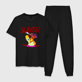 Мужская пижама хлопок с принтом Homer Slayer в Курске, 100% хлопок | брюки и футболка прямого кроя, без карманов, на брюках мягкая резинка на поясе и по низу штанин
 | 