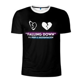 Мужская футболка 3D спортивная с принтом Lil Peep Falling Down в Курске, 100% полиэстер с улучшенными характеристиками | приталенный силуэт, круглая горловина, широкие плечи, сужается к линии бедра | cloudrap | lil peep | rap | xxx | xxxtentacion