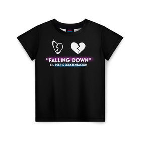 Детская футболка 3D с принтом Lil Peep Falling Down в Курске, 100% гипоаллергенный полиэфир | прямой крой, круглый вырез горловины, длина до линии бедер, чуть спущенное плечо, ткань немного тянется | cloudrap | lil peep | rap | xxx | xxxtentacion