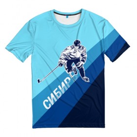 Мужская футболка 3D с принтом Сибирский Хоккеист в Курске, 100% полиэфир | прямой крой, круглый вырез горловины, длина до линии бедер | 
