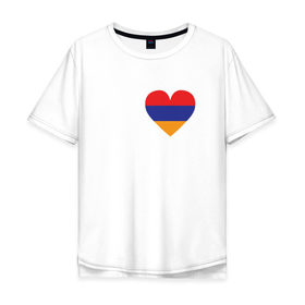 Мужская футболка хлопок Oversize с принтом Love Armenia в Курске, 100% хлопок | свободный крой, круглый ворот, “спинка” длиннее передней части | Тематика изображения на принте: 
