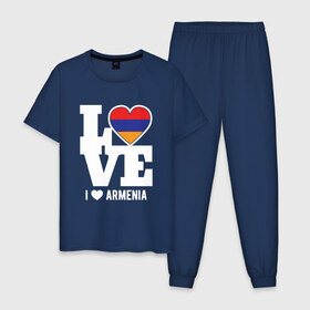 Мужская пижама хлопок с принтом Love Armenia в Курске, 100% хлопок | брюки и футболка прямого кроя, без карманов, на брюках мягкая резинка на поясе и по низу штанин
 | 
