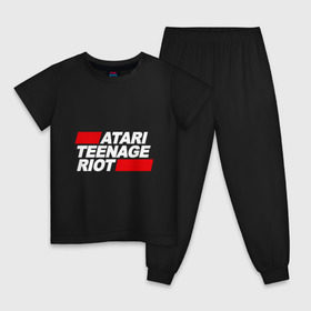 Детская пижама хлопок с принтом Atari Teenage Riot в Курске, 100% хлопок |  брюки и футболка прямого кроя, без карманов, на брюках мягкая резинка на поясе и по низу штанин
 | atari | atr | digital | hardcore | music | punk | rave | riot | rock | teenage | музыка | панк | рок