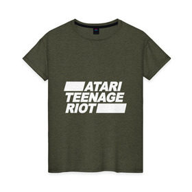 Женская футболка хлопок с принтом Atari Teenage Riot (White) в Курске, 100% хлопок | прямой крой, круглый вырез горловины, длина до линии бедер, слегка спущенное плечо | Тематика изображения на принте: atari | atr | digital | hardcore | music | punk | rave | riot | rock | teenage | музыка | панк | рок