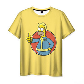 Мужская футболка 3D с принтом Homer Fallout в Курске, 100% полиэфир | прямой крой, круглый вырез горловины, длина до линии бедер | bart | comedy | familt | homer | lisa | maggie | marge | mult | series | simpson | simpsons | springfield | барт | гомер | комедия | лиза | мардж | мэгги | прикол | приколы | семья | сериал | симпсон | симпсоны | спрингфилд