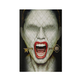 Обложка для паспорта матовая кожа с принтом American Horror Story в Курске, натуральная матовая кожа | размер 19,3 х 13,7 см; прозрачные пластиковые крепления | ahs | american horror story | hotel | американская история ужасов | губы | ключ | лицо