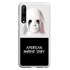 Чехол для Honor P30 с принтом American Horror Story в Курске, Силикон | Область печати: задняя сторона чехла, без боковых панелей | ahs | american horror story | американская история ужасов | демон | краска | лицо | макияж | монашка | черные глаза