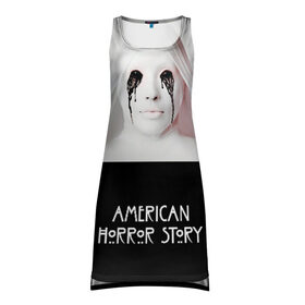 Платье-майка 3D с принтом American Horror Story в Курске, 100% полиэстер | полуприлегающий силуэт, широкие бретели, круглый вырез горловины, удлиненный подол сзади. | ahs | american horror story | американская история ужасов | демон | краска | лицо | макияж | монашка | черные глаза