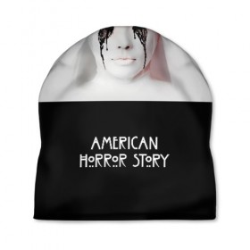 Шапка 3D с принтом American Horror Story в Курске, 100% полиэстер | универсальный размер, печать по всей поверхности изделия | Тематика изображения на принте: ahs | american horror story | американская история ужасов | демон | краска | лицо | макияж | монашка | черные глаза