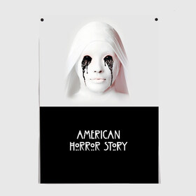 Постер с принтом American Horror Story в Курске, 100% бумага
 | бумага, плотность 150 мг. Матовая, но за счет высокого коэффициента гладкости имеет небольшой блеск и дает на свету блики, но в отличии от глянцевой бумаги не покрыта лаком | ahs | american horror story | американская история ужасов | демон | краска | лицо | макияж | монашка | черные глаза