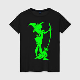 Женская футболка хлопок с принтом Witch Please в Курске, 100% хлопок | прямой крой, круглый вырез горловины, длина до линии бедер, слегка спущенное плечо | 