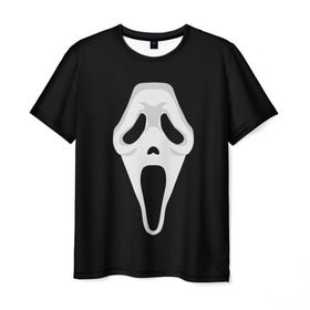 Мужская футболка 3D с принтом Крик в Курске, 100% полиэфир | прямой крой, круглый вырез горловины, длина до линии бедер | blood | film | ghost | ghosts | horror | knife | movie | old | school | scream | кино | крик | кровища | кровь | нож | олдскул | привидение | призрак | ужасы | фильм