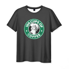 Мужская футболка 3D с принтом 100 cups of coffee в Курске, 100% полиэфир | прямой крой, круглый вырез горловины, длина до линии бедер | coffee | express | fry | futurama | future | leela | philip | planet | turanga | zoidberg | бендер | будущее | джей | зойдберг | кофе | лила | родригес | сгибальщик | туранга | филип | фрай | футурама