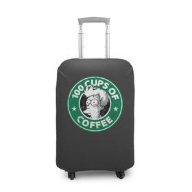 Чехол для чемодана 3D с принтом 100 cups of coffee в Курске, 86% полиэфир, 14% спандекс | двустороннее нанесение принта, прорези для ручек и колес | coffee | express | fry | futurama | future | leela | philip | planet | turanga | zoidberg | бендер | будущее | джей | зойдберг | кофе | лила | родригес | сгибальщик | туранга | филип | фрай | футурама