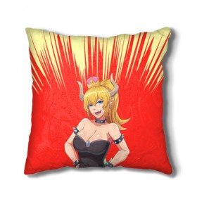 Подушка 3D с принтом Bowsette в Курске, наволочка – 100% полиэстер, наполнитель – холлофайбер (легкий наполнитель, не вызывает аллергию). | состоит из подушки и наволочки. Наволочка на молнии, легко снимается для стирки | Тематика изображения на принте: 