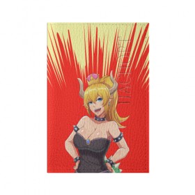 Обложка для паспорта матовая кожа с принтом Bowsette в Курске, натуральная матовая кожа | размер 19,3 х 13,7 см; прозрачные пластиковые крепления | 