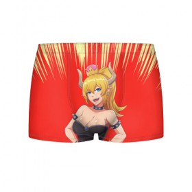 Мужские трусы 3D с принтом Bowsette в Курске, 50% хлопок, 50% полиэстер | классическая посадка, на поясе мягкая тканевая резинка | Тематика изображения на принте: 