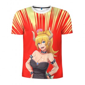 Мужская футболка 3D спортивная с принтом Bowsette в Курске, 100% полиэстер с улучшенными характеристиками | приталенный силуэт, круглая горловина, широкие плечи, сужается к линии бедра | Тематика изображения на принте: 